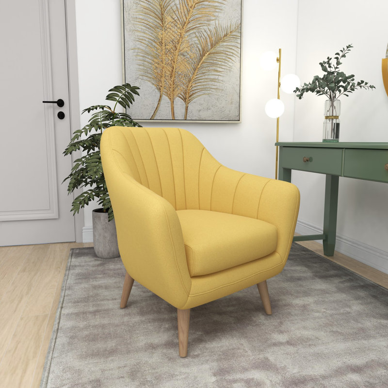 Fabric Tufted Accent Chair Bright Yellow